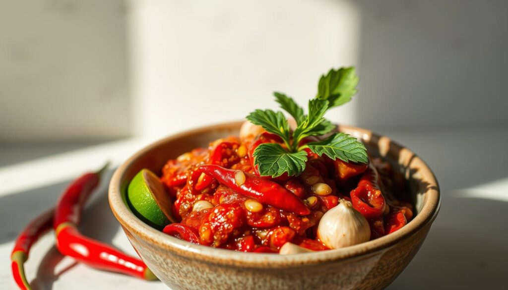 menyajikan sambal ule menyajikan sambal ule