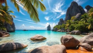 Pesona Pantai Anse Source d’Argent di Indonesia