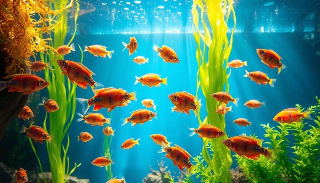 Ikan pelangi di akuarium